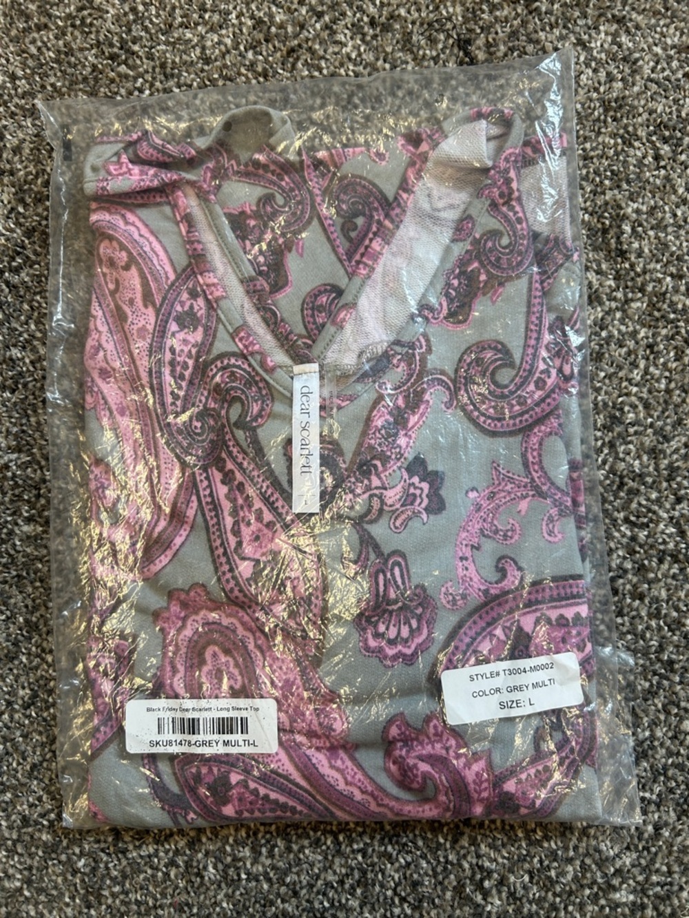 dear scarlett Grey Multi Paisley V-Neck Hoodie Sweatshirt